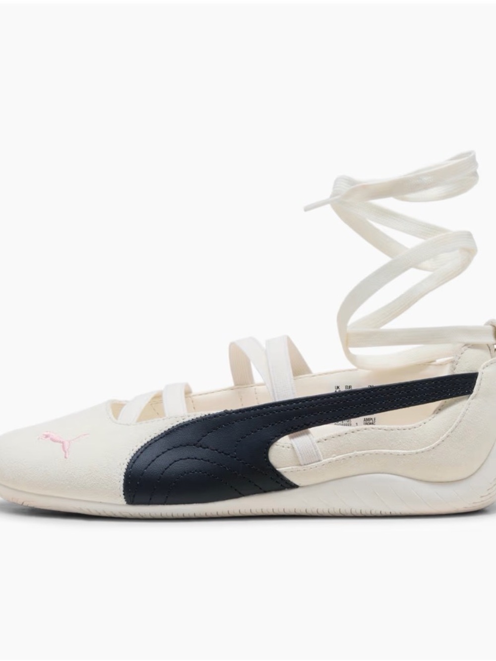 PUMA x Rosé Women's White Ballet Sneaker with Black Stripe Sz 7.5